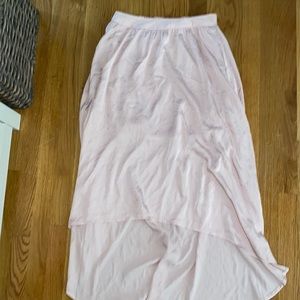 Light pink satin high low skirt